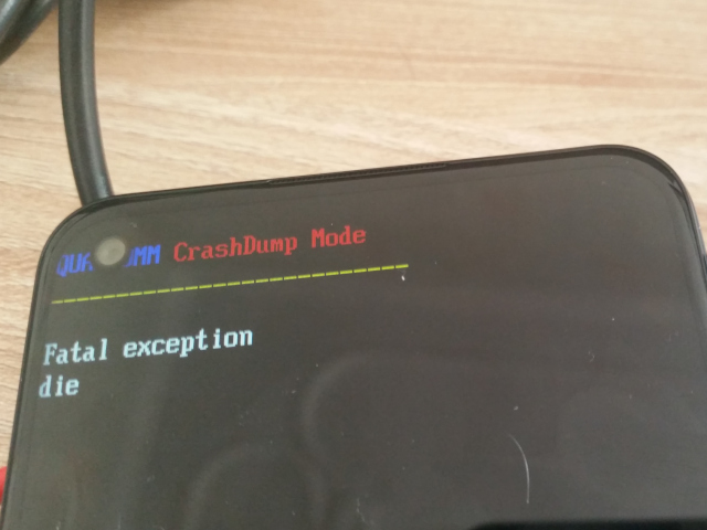 CrashDump Mode example screen